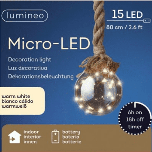 SMOKEY GREY LED BULB ON ROPE, 13CM