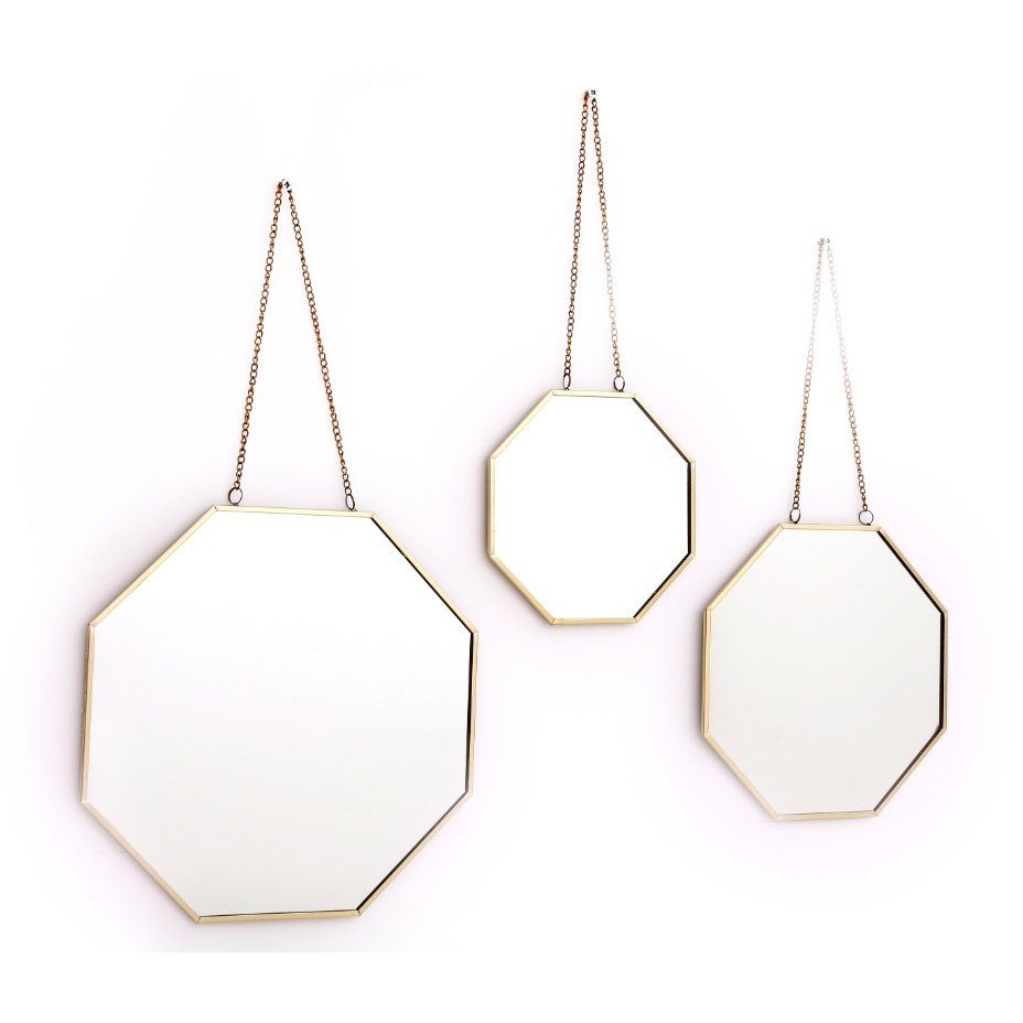 S/3 HANGING GEO MIRRORS