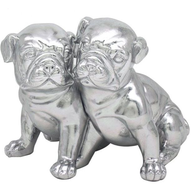 SILVER ART PUG TWINS, 18CM